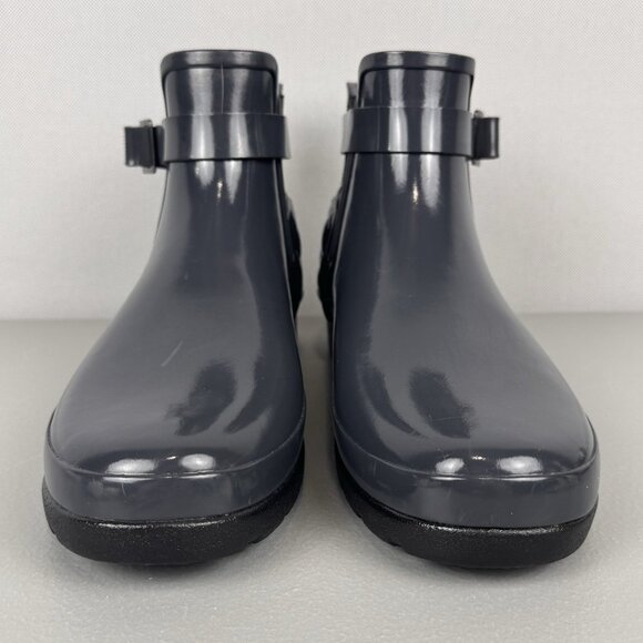 Hunter Boots Womens 10 Gray Quilted Gloss Refined Slim Fit Chelsea Waterproof - Picture 2 of 12